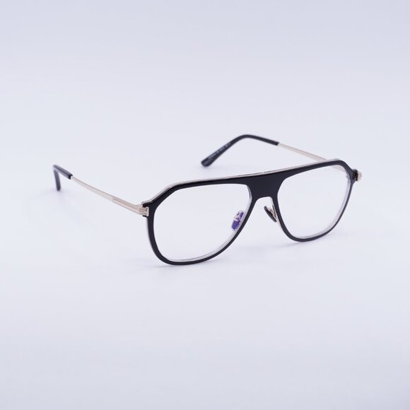 Tom Ford FT5943-B 003 Eyeglasses Black/Gold 56mm Aviator Frame, Blue Light Block - Picture 7 of 9